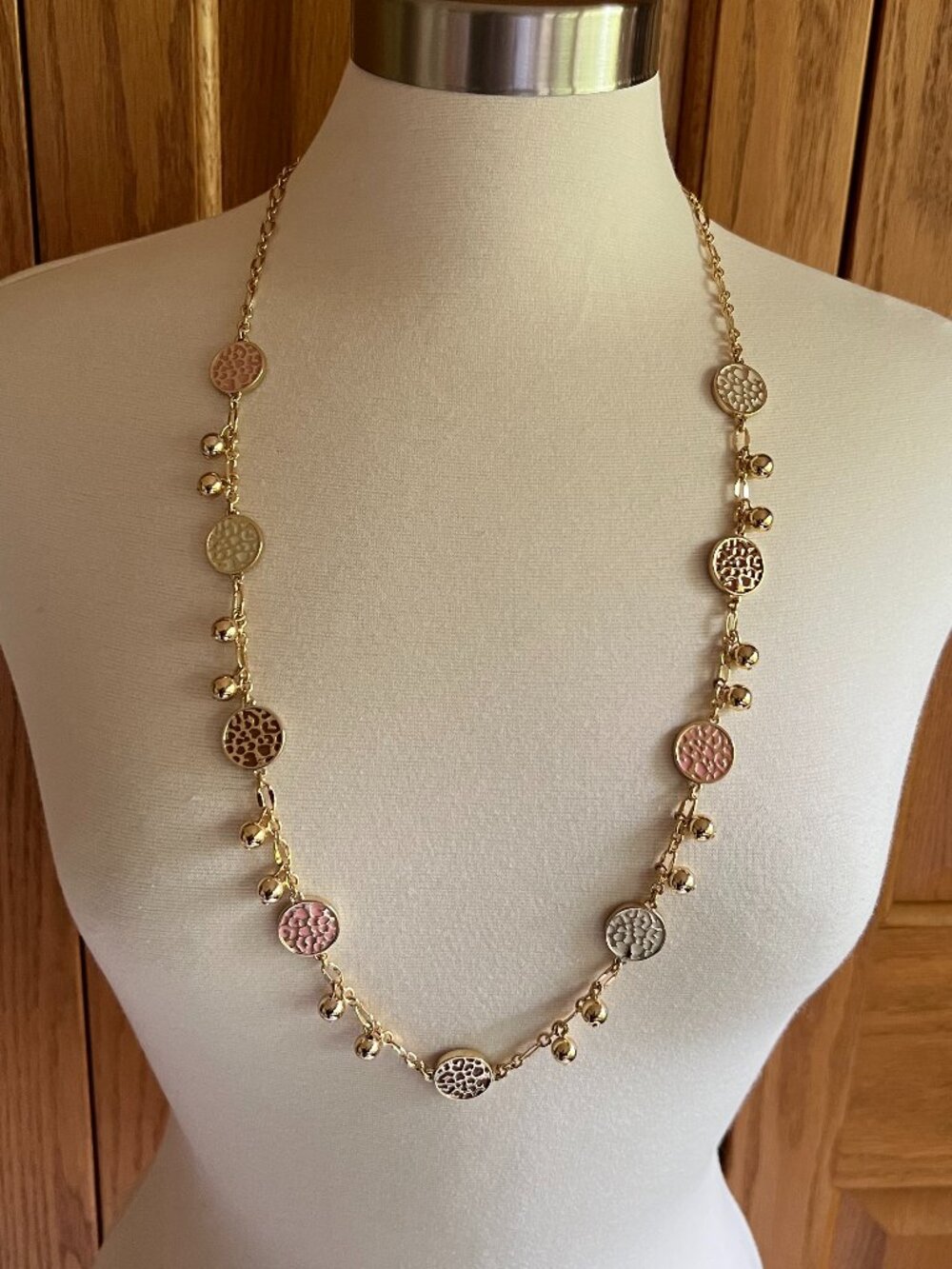 TALBOTS -- Enamel Leopard Long Necklace -- NEW, with Tag
